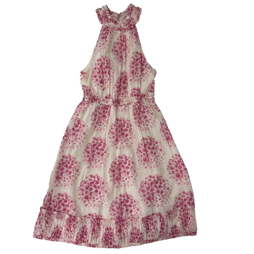 Rebecca Taylor Pink Floral Sleeveless Cotton Dress Size 2 Whimsical Cottagecore